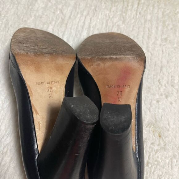 Michael Kors leather Black slip on heels with chain and studs accents SZ7.5M - Picture 7 of 7